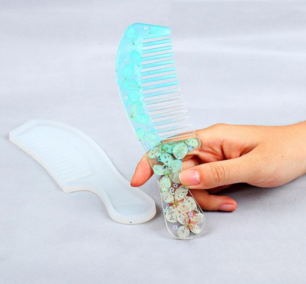 

doreen box new silicone resin mold for making comb white diy fashion handmade women jewelry tools accessories 1 piece9081208, Blue;slivery
