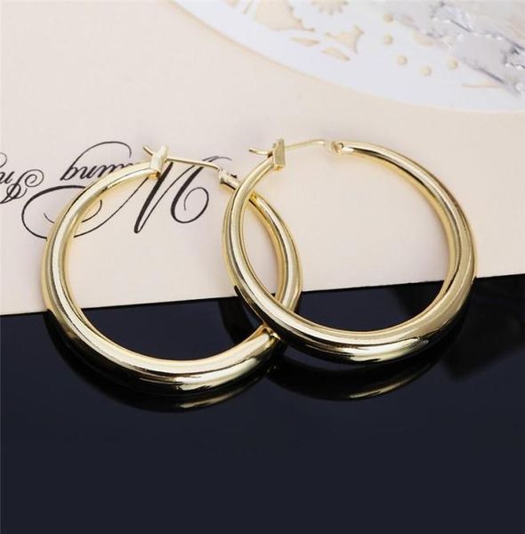 

solid real 925 silver allmatch round hoop earrings925 stamped plated gold circle earrings women thick than normal one huggie5834562, Golden;silver