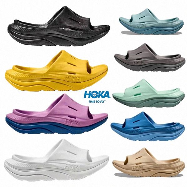 

hoka slippers designer hoka one one ora recovery slide 3 sandals women men hokas platform rubber slides mens slipper cyclamen mist green bla, Black