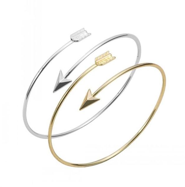

fashion jewelry arrow bracelets alloy opening arrow charm bangles for women adjustable cuff bracelet gold silver black2669027, Golden;silver