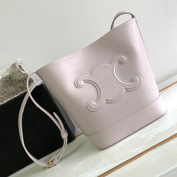 

2023 popular class cowhide women's bucket bag in european and american markets new medium white green brown blue style light luxury bra