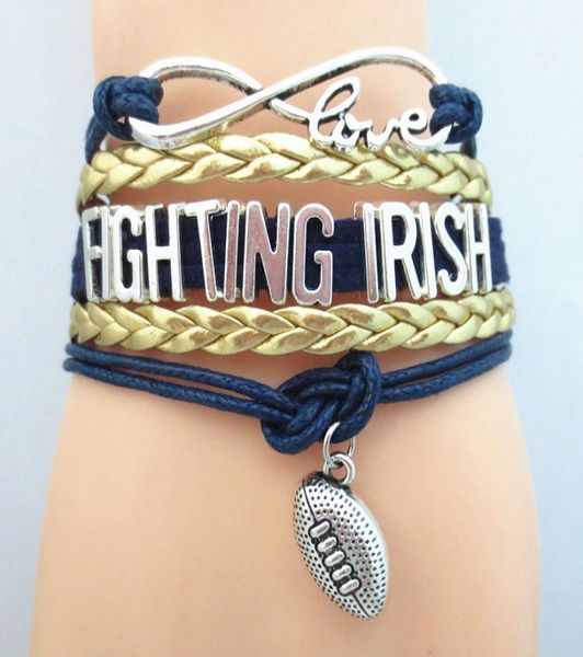 

jewelry infinity love fighting irish football bracelet sports college team friendship bracelets b091259826002, Golden;silver