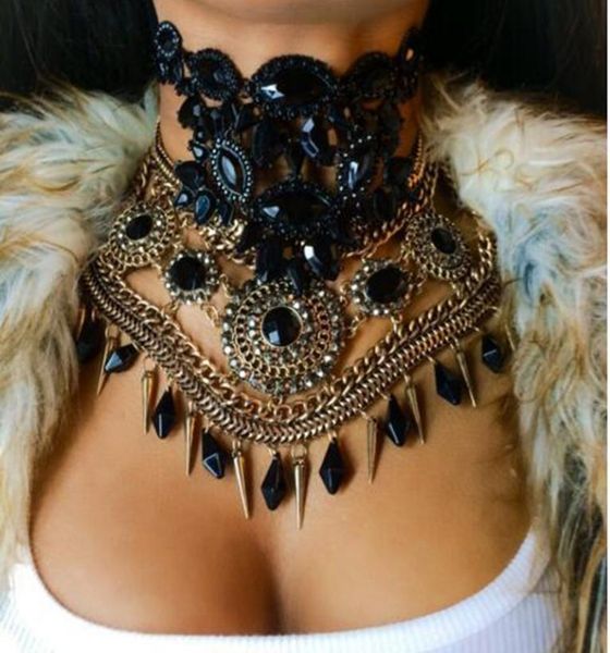 

dvacaman brand 2017 black big chokers for women boho party maxi statement necklace collar jewelry gift femme bijoux l80 j1217389, Silver