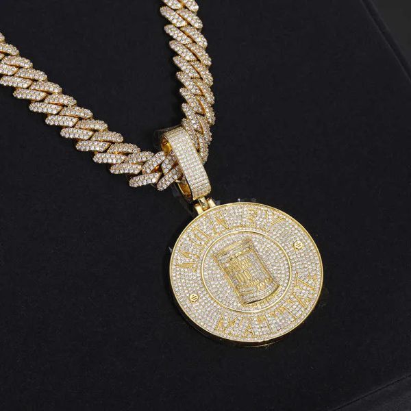 

customer case show factory price pass diamond tester 3d round disk pendant gold plated 925 silver vvs moissanite men jewelry