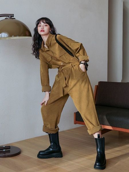 

women's jumpsuits rompers fall maxi women's overalls handsome and fashionable japanese playsuits high waist straight triple jumpsu, Black;white