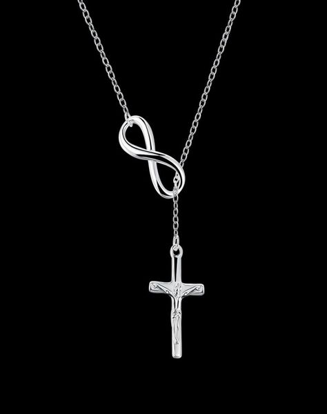 

infinite lasso cross necklace lord jesus copper plated silver temperament pendants necklaces women friendship faith collar religio8134175