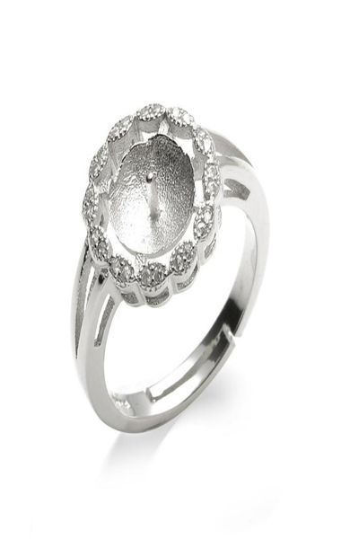 

pearl ring mount round face ring base jewelry findings 925 sterling silver diy making 5 pieces4938740, Slivery;crystal