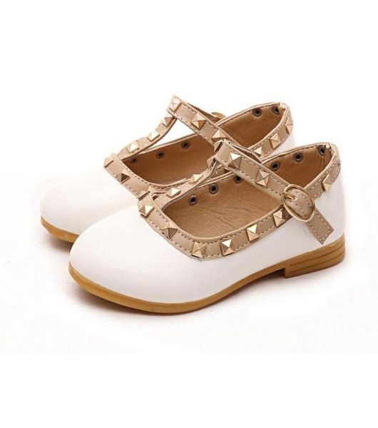 

new spring rivets children princess flat shoes children girls kids leather girls shoes4526650, Black;red