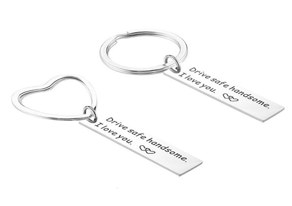 

fashion accessories drive safe handsome i love you keychain gifts for boyfriend husband dad valentines day gift christmas gift1080319, Slivery;golden