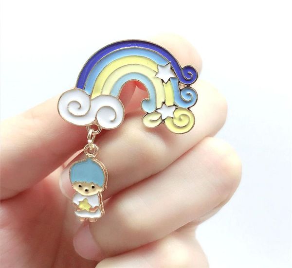 

europeanamerican style fashionable cute cartoon clouds rainbow with beautiful fox alloy enamel pin badge brooch5827248, Gray
