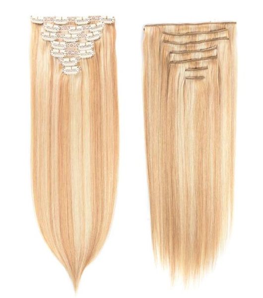 

clip in human hair extensions p27613 straight full head set 7pcs 100g machine made remy hair clip ins 100 human hair extension2632476, Black;brown
