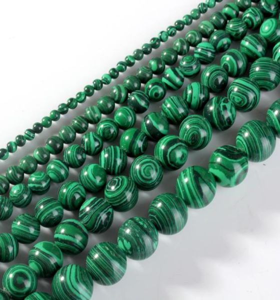 

natural malachite stone beads green round loose beads 4 6 8 10 12 14mm for jewelry bracelet necklace making diy bead4517442, Black