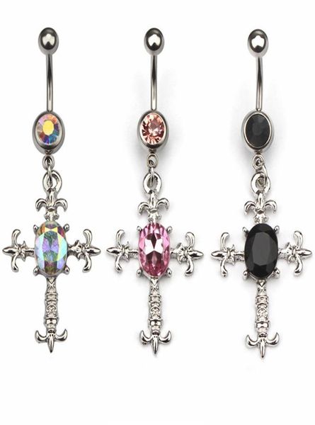 

d0522 cross style belly navel button ring01234567896320811, Silver