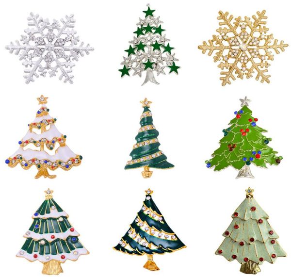 

whole mzc silver gold christmas snowflake brooch colorful enamel tree broches gift jewelry decorative pins fashionable 8427513, Gray