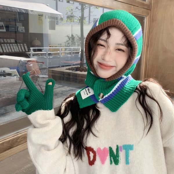 

fashion face masks neck gaiter fashion warm knitted balaclava hat women winter scarf pullover cap lady outdoor collar muffler hat for women