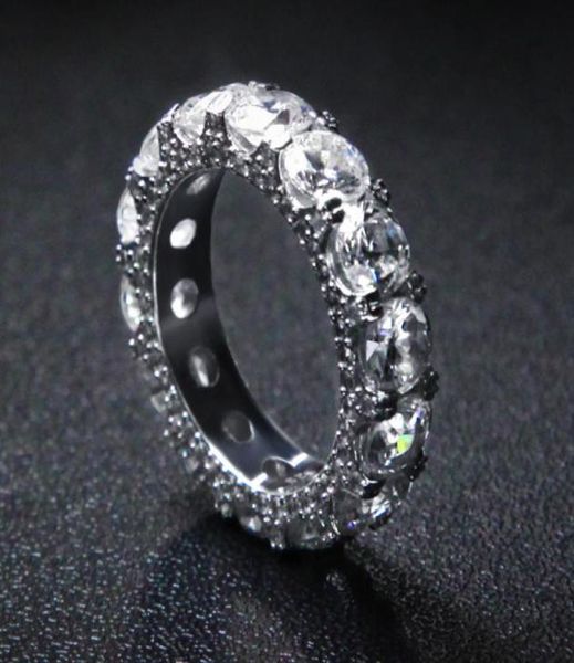

size 612 micro pave fashion hip hop men 1row rings copper jewelry gold silver circle zirconia ring3264880, Golden;silver
