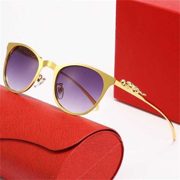 

sunglasses 2023 designer new leopard head full men's cat's eye glasses women's simple fashion metal optical framekajia new, White;black