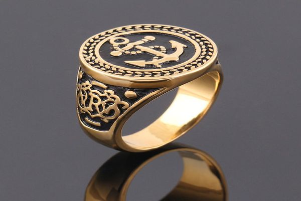 

stainless steel ring anchor biker men ring selling man jewelry man engagement golden ring6140579, Silver
