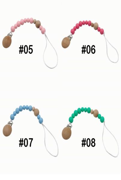 

8 colors baby pacifier clips cartoon silica gel pacifier soother holder beaded clip chain nipples teether strap chain ujj1851150790