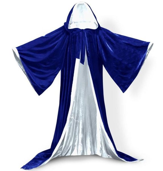 

long sleeves velvet hooded cloak wedding cape halloween wicca christmas hooded bridal cape burgundy velvet christmas halloween par9909565, White