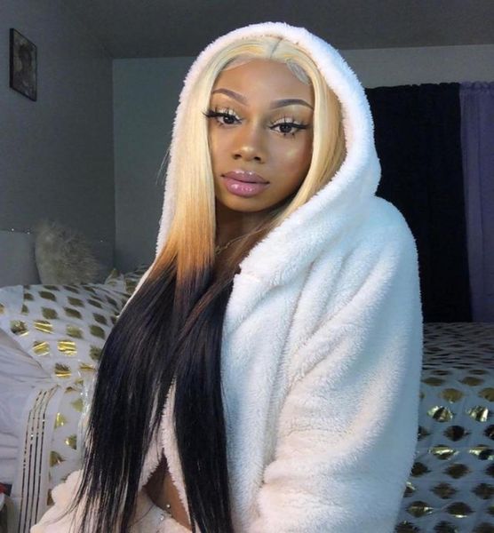 

ombre colored 613 honey blonde 360 lace frontal wig 613 staight hd transparent lace frontal human hair wigs for black women 1504983827, Black;brown