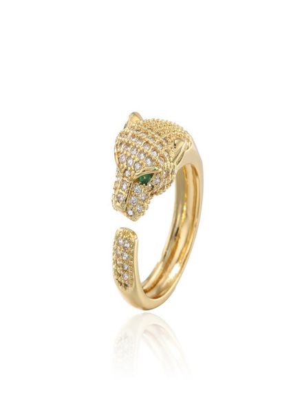 

gold plated adjustable micro pave copper leopard ring jewelry for men women gift6468883, Silver