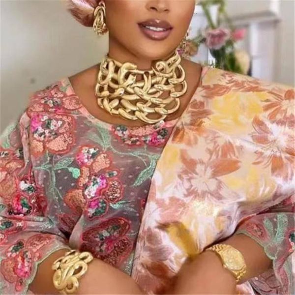 

wedding jewelry sets luxury ladies party ring gift earring bracelet necklace 18k gold plated italian non fade fhk13352 230717, Slivery;golden