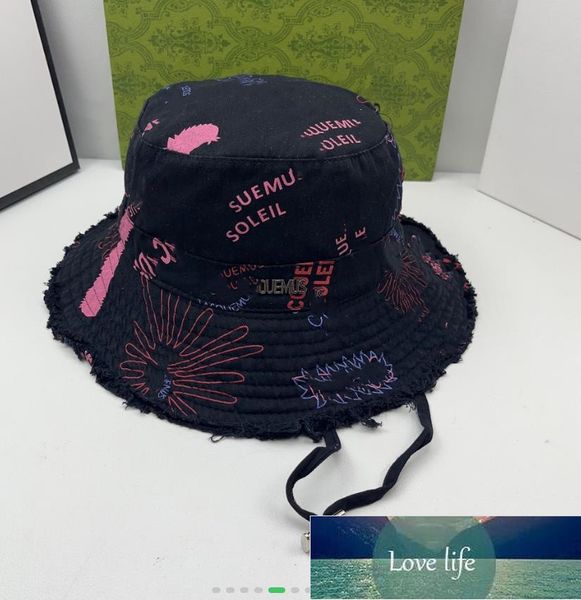 

summer graffiti big-brimmed fisherman's hat holiday raw edge sling sunshade hat for women, Blue;gray