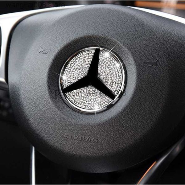 

interior decorations car steering wheel emblem 3d rhinestone sticker with diamond decoration for mercede benz a/b/c/e/gla/cla/glc/glk/gle se