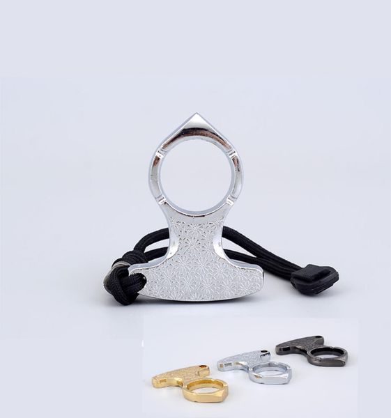 

flower single finger knuckle duster alloy survival keychain edc self defense tool buckle 3colors brass knuckles dusters break wind7812911