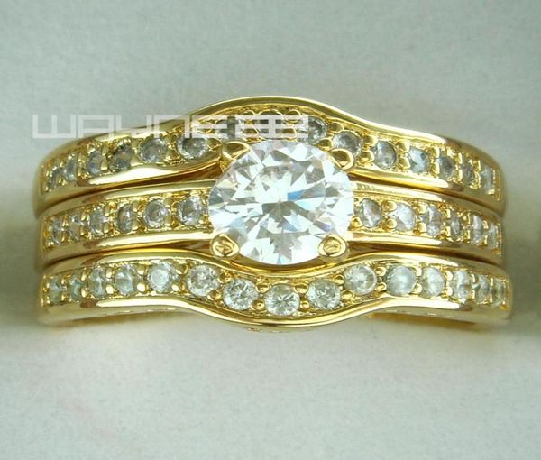 

18k yellow gold fille engagement wedding ring sets wcrystal r179 mu4561559, Silver