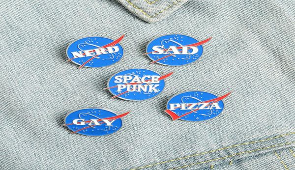 

blue round enamel pin gay space punk nerd sad pizza badge brooch lapel pin denim jeans shirt bag cartoon jewelry gift for friends3112587, Gray