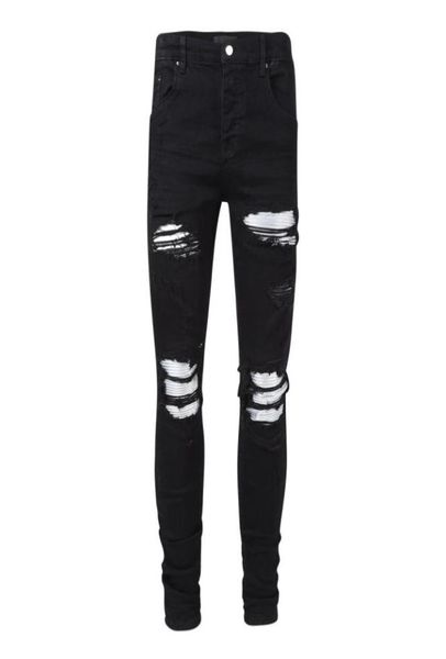 

ripped jeans patch dark blue washed distressed fold design european and american fashion casual slim trend denim64503205930652