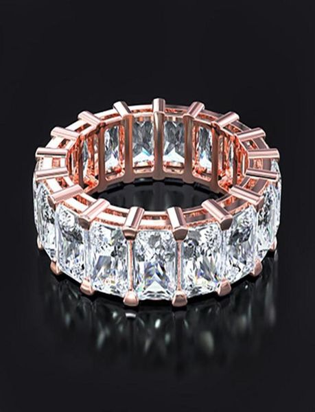 

cluster rings classical sterling silver rose gold color cz eternity proposal ring for women wedding engagement bands fine jewelry9952656, Golden;silver