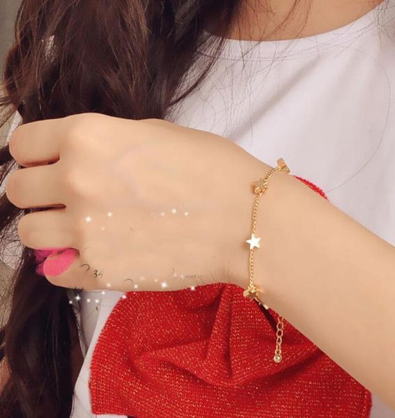 

elegant gold plated star love heart charm bracelets bridal wedding jewelry for women girls valentine039s day gifts2370329, Golden;silver