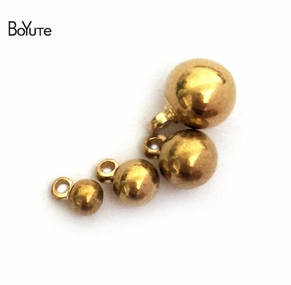 

boyute 100pcs 3mm 4mm 5mm 6mm solid brass balls pendant bead with loop diy metal beads for jewelry making8966521, Bronze;silver