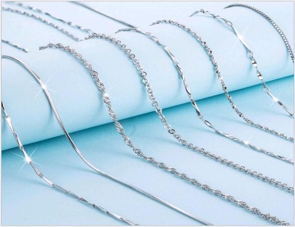 

solid 925 sterling silver box link chain lobster clasp necklace fit pendant in bulk wholesale 18inch7381276