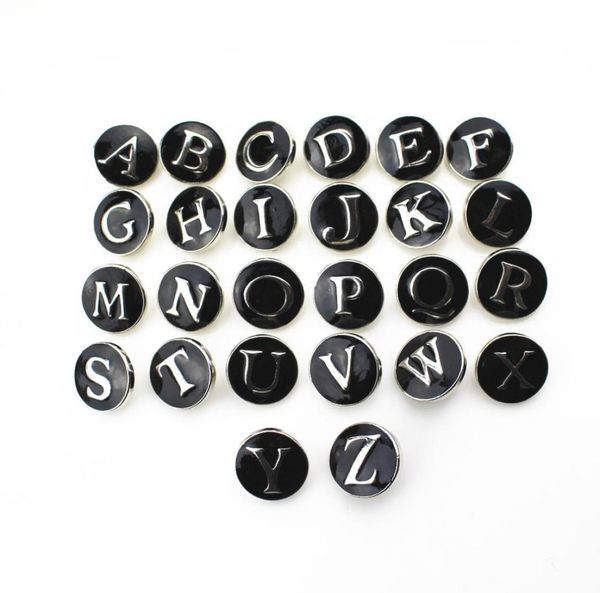 

complete set alphabet black 26pcslot mix az letters snap buttons bracelets diy 18mm snap button necklace braceletbangles jewelr2413505, Golden;silver