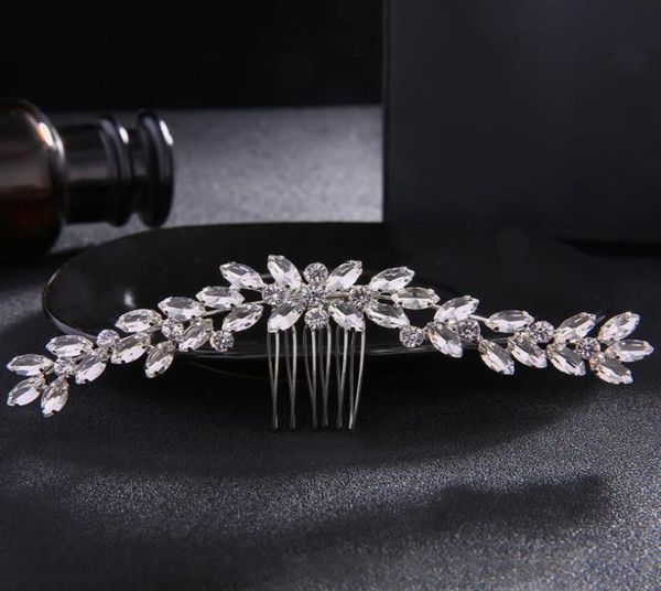 

stunning art deco vintage silver clear rhinestone crystal flower wedding hair comb bridal headpiece hair accessories bridesmaids j7926876, Golden;white