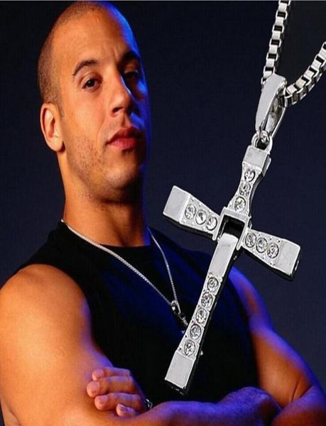 

fast and furious necklacespendants movie jewelry classic rhinestone pendant sliver cross necklaces pendants for men rxltx jgn317135744, Silver