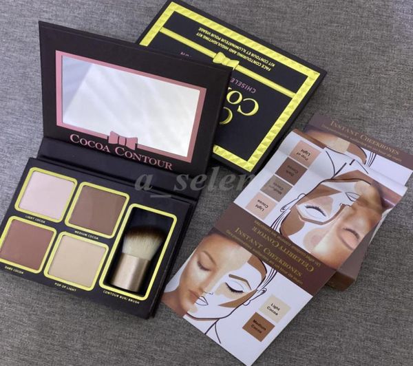 

face makeup cocoa contour kit highlighters palette nude color chocolate eyeshadow with contour buki brush9920986