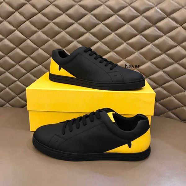 

fendly ff men genuine leather shoes fashion monster sneakers pure color casual mens shoess the original perfect recovery casual shoesss, Black