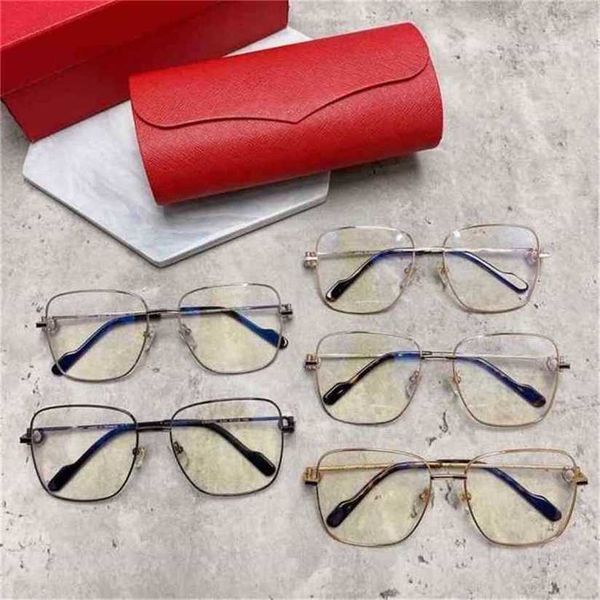 

sunglasses 2023 designer version new personalized fashion glasses frame men's metal large square flat lens women's ct0253 can be m, White;black
