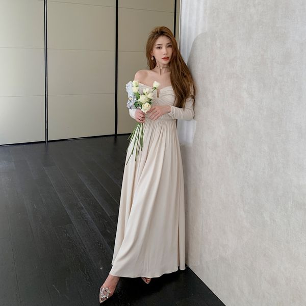 

new s-elf-portrait cream stretch crepe maxi dress, Black;gray