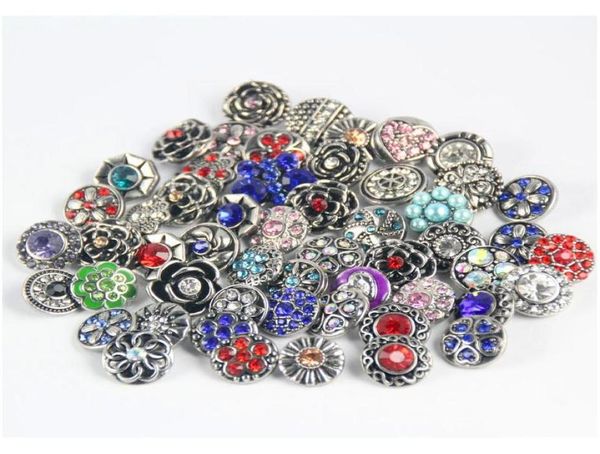 

100pcs retro 18mm snap button metal rhinestone mixed style snap chunk diy jewelry fit for noosa charm bracelet x9ykc1884275, Golden;silver