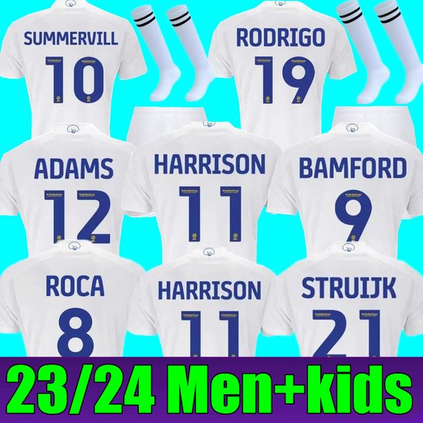 

23 24 bamford llorente leeds uniteds soccer jerseys men kid kit 2023 2024 away home training football shirt cooper aaronson roca summerville, Black;yellow