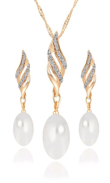 

whole pearls necklace earring jewelry sets for wedding engagement party spiral diamond flower pendant earrings china factory d6929558, Silver