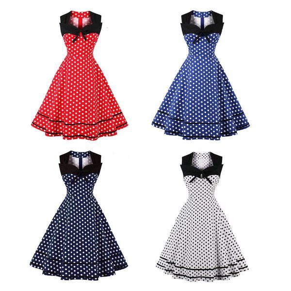 

hepburn style plus size womens square collar polka dots retro dress direct supply, Black;gray