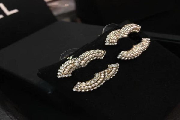 

fashion stud pearl earrings for women party wedding lovers gift designer earring engagement jewelry with flannel bag57144554088974, Golden;silver