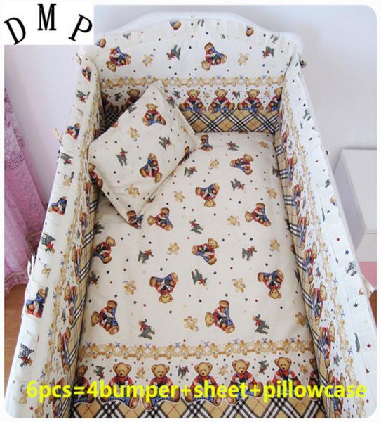 

promotion 6pcs cribs for babies baby bedding set kit berco baby cotton curtain crib bumperinclude4bumperssheetpillowcase6786600